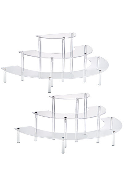 Choice1 2 Set 1/2pack Acrylic Display Riser 3 Tier Half Moon Cupcake Stand Cl...