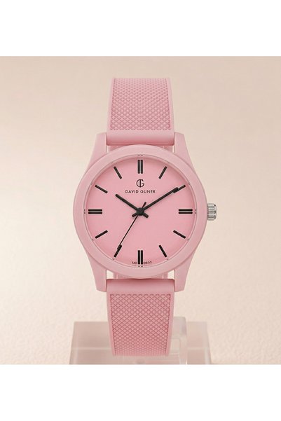DAVID GUNER 39mm Women's Watch Pink Silicone Band Youthful Sports Casual Stylish Model