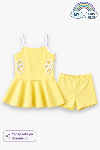 My Kids Wear Girl's Waiter Boy Swimsuit with Embroidery Detail, Ages 5-14, 12589