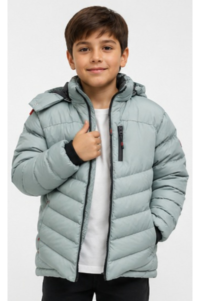 İrem Çocuk Giyim Boys/Girls Water Green Coat with Zipper Pockets, Removable H...