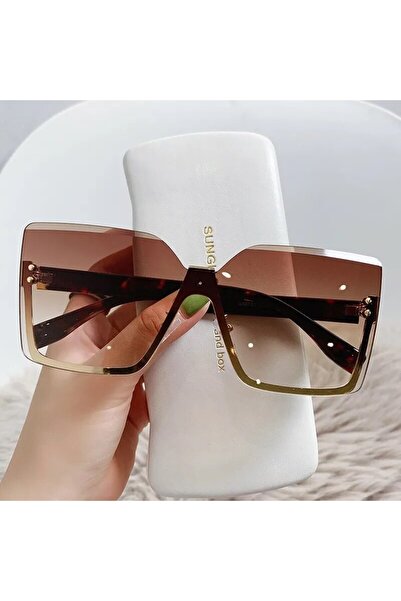 Choice Brown-brown New European And American Style Half-frame Metal Sunglasse...