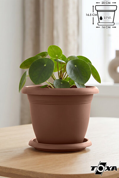 ToXA 2.5 Litre Ø20,5x15cm Tabaklı Yuvarlak Plastik Küçük Boy Villa Saksı No4 ...