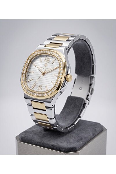 DAVID GUNER San Diego 35mm Women's Watch with Stones Dual Color Steel Band El...