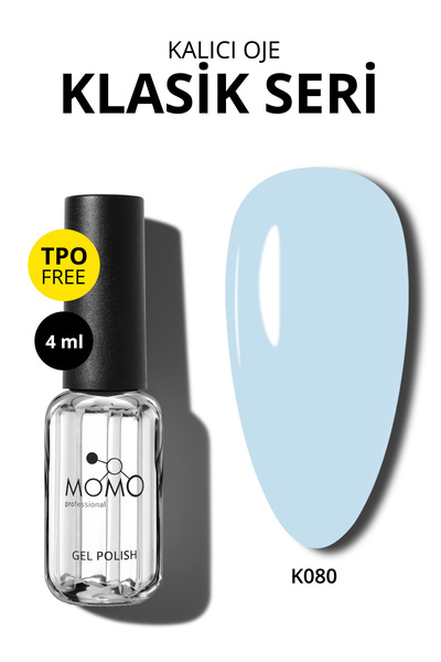 MOMO professional Kalıcı Oje K080, Uçuk Mavi, 4 ml