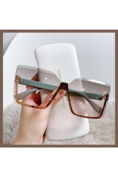 Choice Green-pink New European And American Style Half-frame Metal Sunglasses...