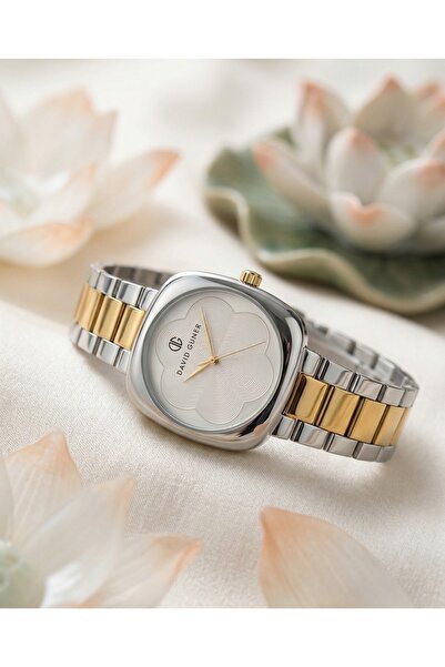 DAVID GUNER Women's Wristwatch 31 mm Double Color Steel Band Square Case Patt...