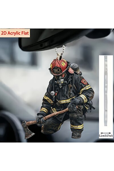 Choice 1pc 2D Flat Firefighter Simulation Keychain, 2.88x1.31 Inch Durable Fl...