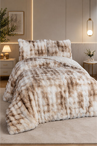 Çeyiz Diyarı Nil Rabbit Hair Double Bedspread 220X240 cm Beige