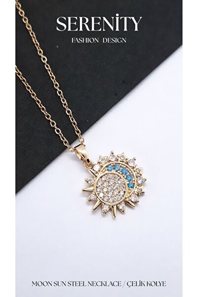 Serenity Moon Sun Single Chain Non-Magnetic Steel Necklace