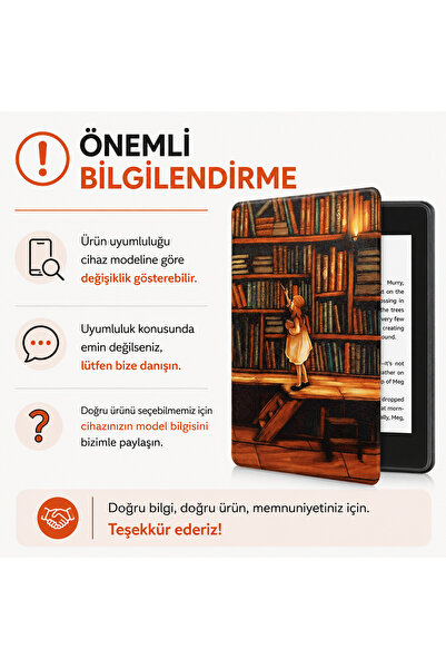 Amazon Kindle Paperwhite 4 - 10. Nesil 2018 Kitap Okuyucu Kılıfı Kütüphane