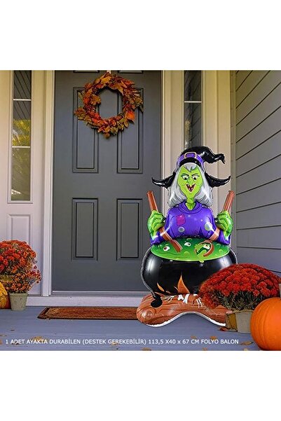 partidolu Halloween Cadı Kazanı Folyo Balon 113X67 cm 1 Adet