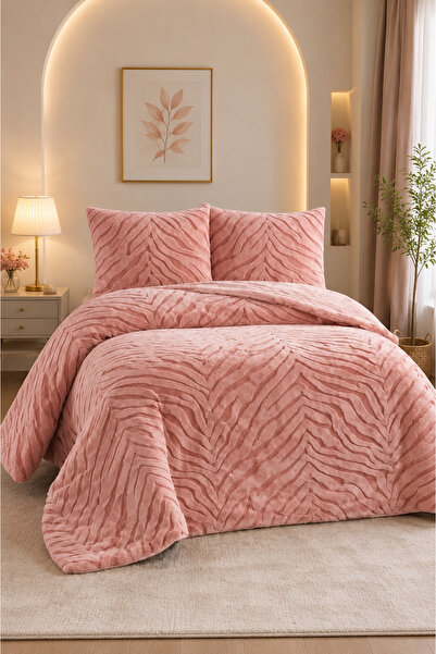 Çeyiz Diyarı Malaga Rabbit Hair Double Bedspread 220X240 Powder
