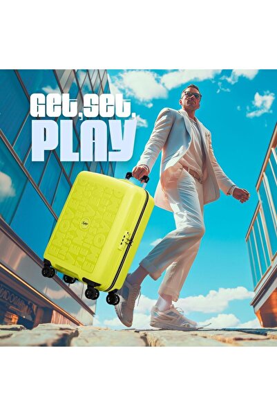 Skybags Play Medium Polypropylene(PP), 4 Spinner Double Wheel Trolley Bags fo...
