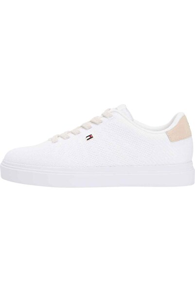 Tommy Hilfiger Women's Brand Logo Sneakers in Ecru, Suitable for Daily Use