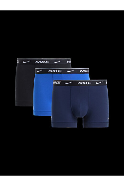 Nike Erkek Marka Logolu Günlük Kullanıma Uygun Lacivert-Mavi-Siyah Boxer