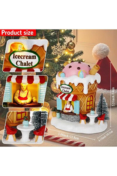 Choice Ice Cream Chalet Light up Gingerbread Village House Christmas Decor Ic...