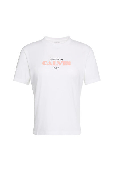 Calvin Klein Women's Ss Classic Resort Logo Detailed T-Shirt