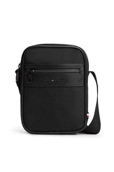 Tommy Hilfiger Men's Black Shoulder Bag with Brand Logo, Suitable for Daily Use