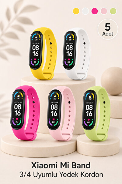 PUFWİN Xiaomi Mi Band 3 Ve 4 Uyumlu 5'li Kordon Seti