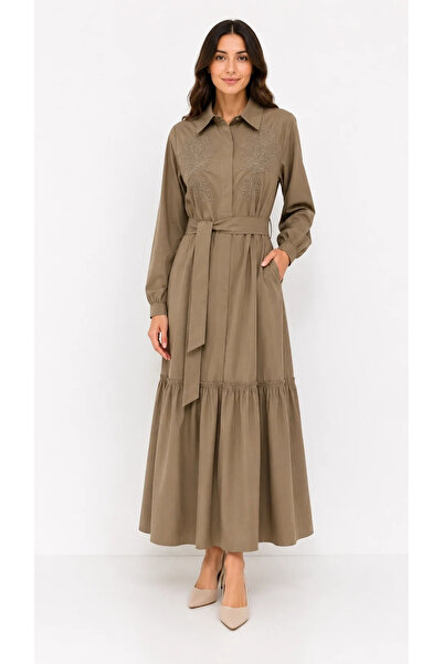 Nuss 2040 Patterned Dress - Camel