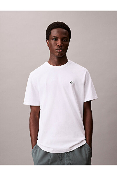 Calvin Klein Men's Brand Logo White T-Shirt Suitable for Daily Use