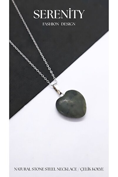 Serenity Labradorite Natural Stone Heart Steel Necklace