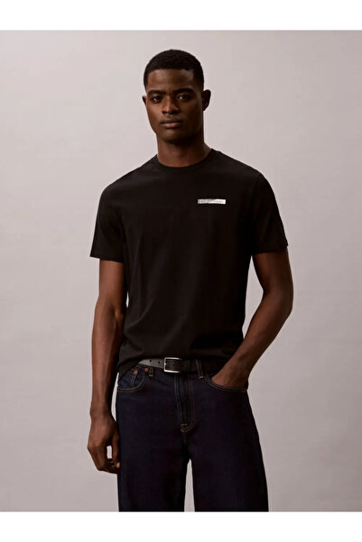 Calvin Klein Men's Regular Cut Round Neck Cotton T-Shirt with Logo Printed on...