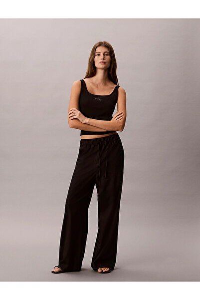 Calvin Klein Women's Brand Logo Black Bodysuit Suitable for Daily Use