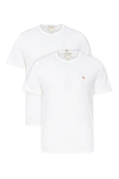 Calvin Klein Men's Brand Logo White-White T-Shirt Suitable for Daily Use