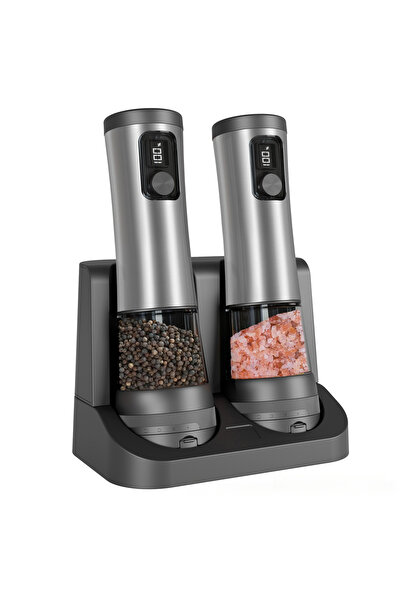 Choice silver Electric Automatic Pepper Salt Grinder Set with Rechargeable Ba...