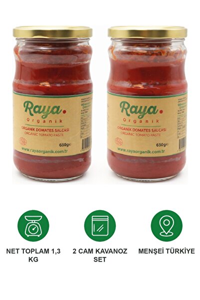 Raya Organik Organik Domates Salçası 2'li Set (650gr * 2 ) Katkısız Koruyucusuz Geleneksel Üretim