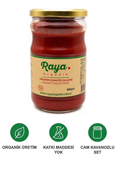 RAYA Organik Domates Salçası – 650 g Katkısız Koruyucusuz Geleneksel Üretim Cam Kavanoz