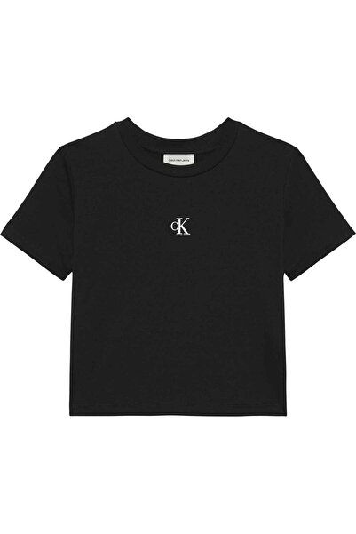 Calvin Klein Short Sleeve Logo Short Women's Black Crop Lv047Ab213-Ub1