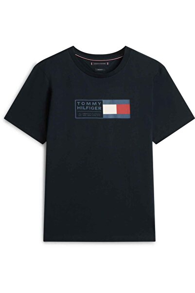 Tommy Hilfiger Erkek Marka Logolu Günlük Kullanıma Uygun Lacivert T-Shirt