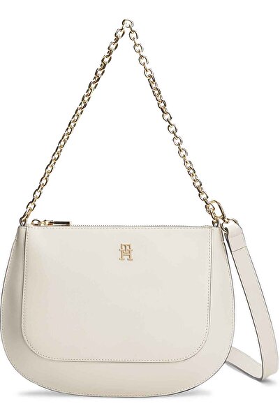 Tommy Hilfiger Women's Cream Shoulder Bag with Brand Logo, Suitable for Daily...