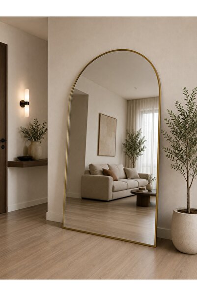 EFFE YAPI DEKOR Gold Metal Çerçeveli 180x100 Cm Oval Ayaklı Boy Aynası