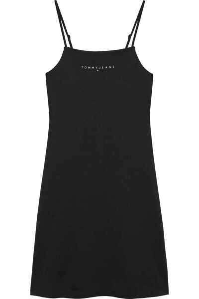 Tommy Hilfiger Rochie neagră TJW Linear cu bretele subțiri pentru femei DW0DW...