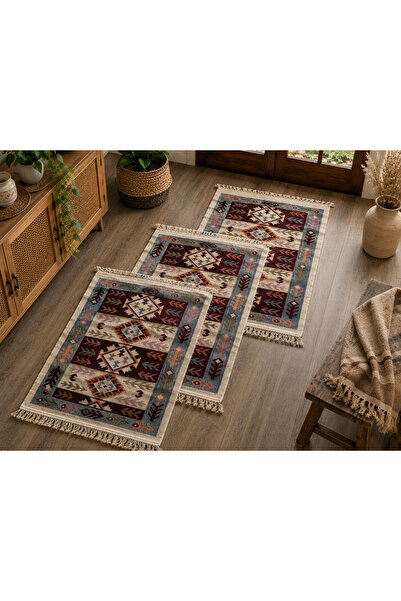 Horecahome Set de 3 covoare tradiționale țesute, reversibile, dimensiune 60 x...