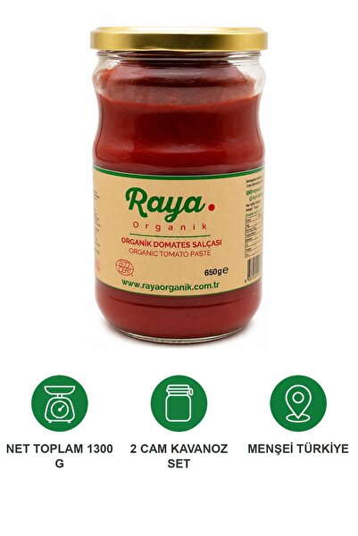 RAYA Organik Domates Salçası – 650 g Katkısız Koruyucusuz Geleneksel Üretim Cam Kavanoz