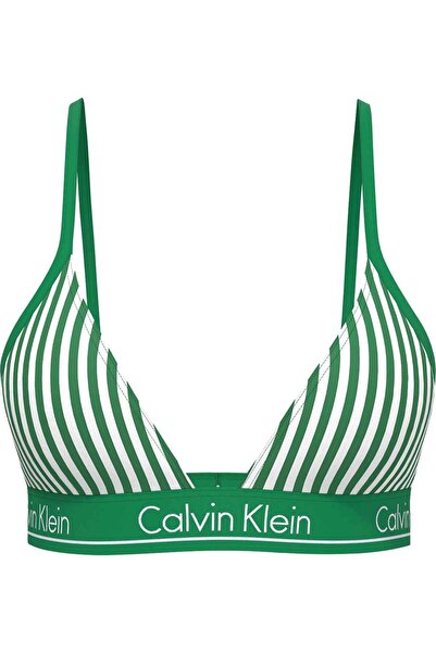 Calvin Klein Kadın Yeşil-Beyaz Bikini Üstü
