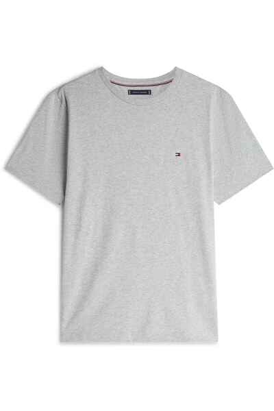 Tommy Hilfiger Erkek Marka Logolu Günlük Kullanıma Uygun Gri T-Shirt