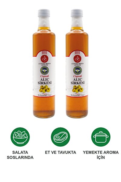 Atatürk Orman Çiftliği Organik Alıç Sirkesi 2'li Set (2 x 500 ml) Doğal Fermente Katkısız