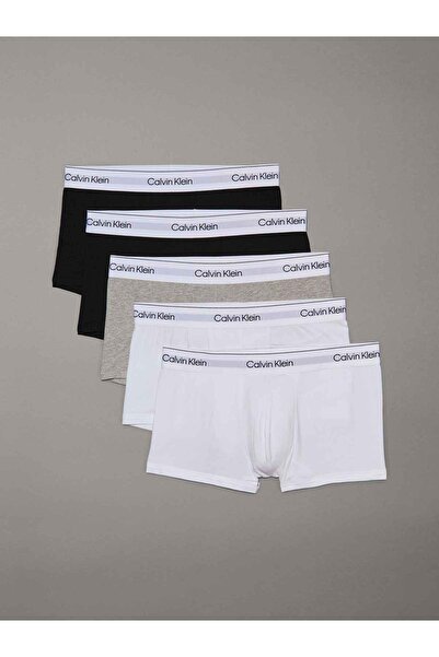 Calvin Klein Erkek Marka Logolu Günlük Kullanıma Uygun Siyah-Beyaz-Gri Boxer