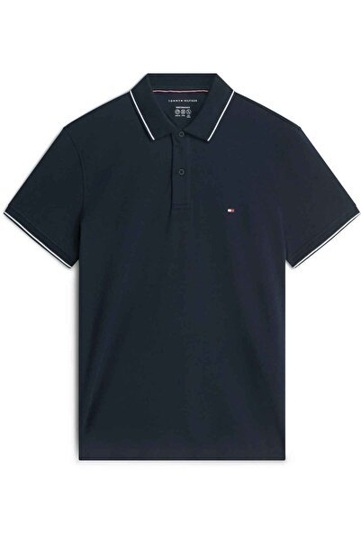 Tommy Hilfiger Men's Blue T-Shirt with Flag Embroidery on the Chest