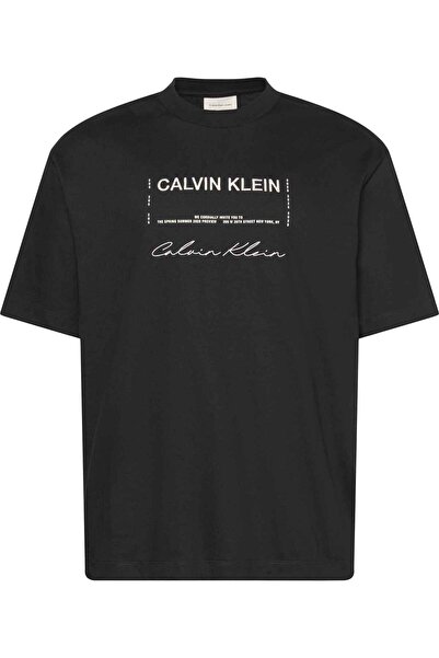 Calvin Klein Men's Brand Logo T-Shirt, Suitable for Daily Use, Black