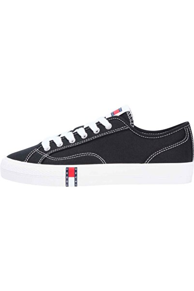 Tommy Hilfiger Kadın Marka Logolu Günlük Kullanıma Uygun Siyah Sneaker