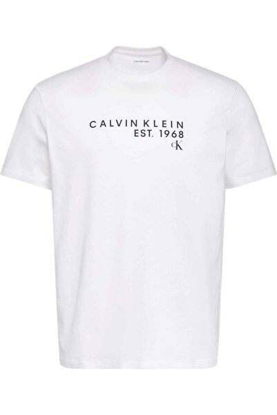Calvin Klein Men's Brand Logo White T-Shirt Suitable for Daily Use