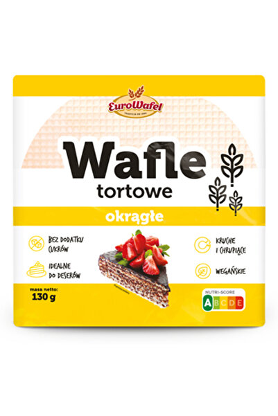EUROWAFEL Napolitane rotunde Eurowafel, 130g, vegane, fara adaos de zahar