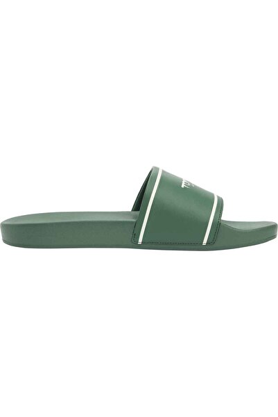 Tommy Hilfiger Men's Brand Logo Green Slippers Suitable for Daily Use