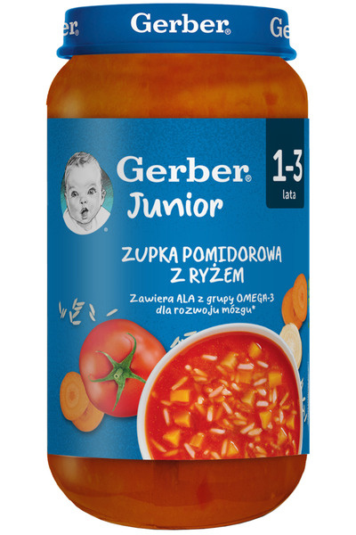 GERBER Supa de rosii cu orez 250g, pentru copii de peste 1 an, continut de le...